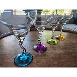 NEW 4x PartyLite Fun In The Sun Margarita Glasses | Fun Vibrant Colorful | 12 oz